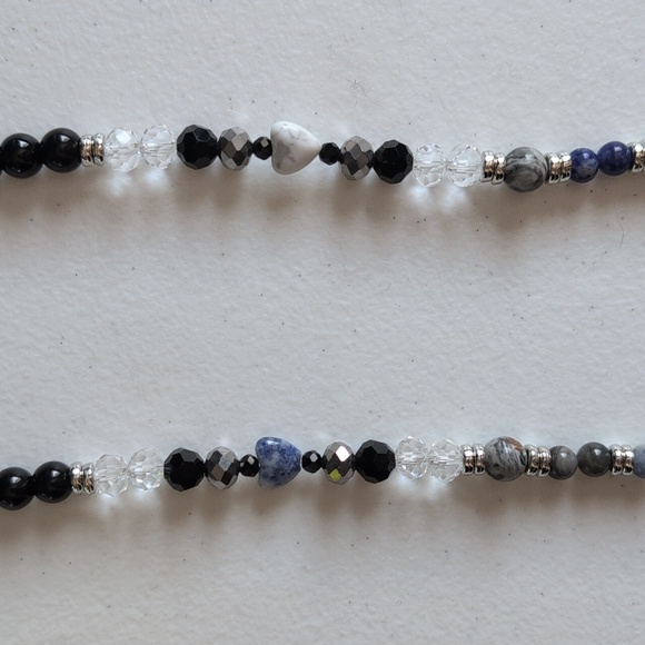 Silver and Blue Beaded Soladite And Piacos Jasper Necklace - Picture 4 of 5